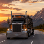Steel and lumber loaded for flat deck transport